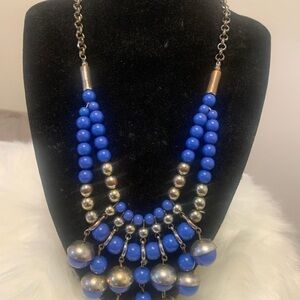Blue Beaded Statement Necklace - Women Jewelry